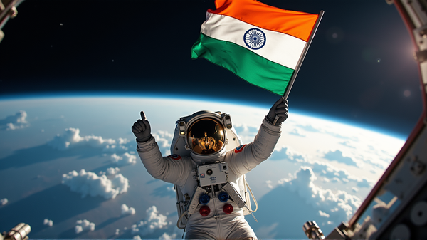 Shubhanshu Shukla iza la bandera nacional en la ISS, elevando el orgullo nacional